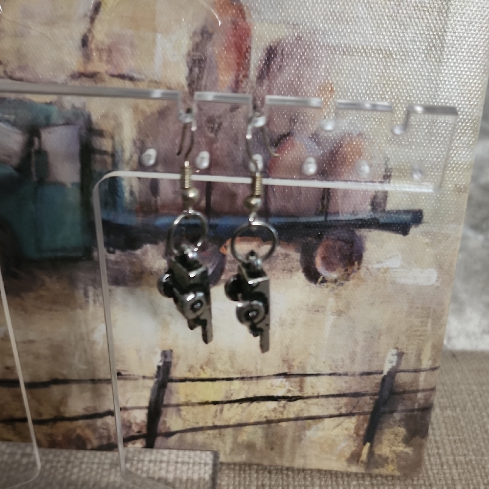 Rustic Black Metal Key Earrings
